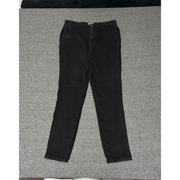 JLO Jennifer Lopez Women's Skinny Stretch Button Fly Jeans Black Sz 14 (31x29) - Picture 1 of 11